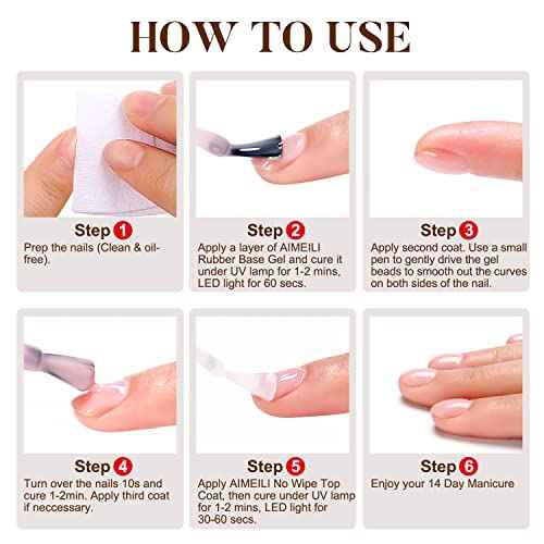 AIMEILI Clear Rubber Base Gel For Nails, Soak Off U V LED Hema Free Gel Nail Polish, 4 in 1 Nail Strengthen/Enhance/Base Coat/Color 10ml