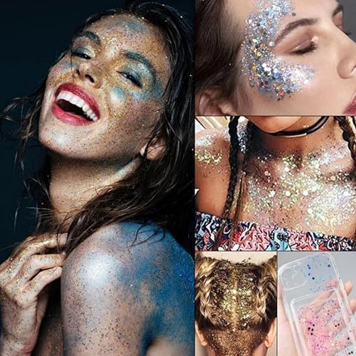 MAEPEOR Body Glitter Stick 6 Colors Holographic Mermaid Sequins Chunky Face Glitter Stick Singer Concerts or Music Festival Rave Body Makeup (Color 01)
