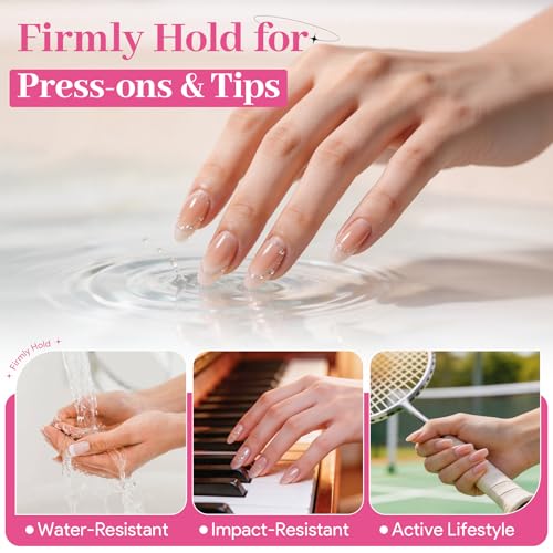 Brush On Nail Glue for Press Ons 20ml – QIEK, No UV Quick-Dry, Clear, Brush Applicator