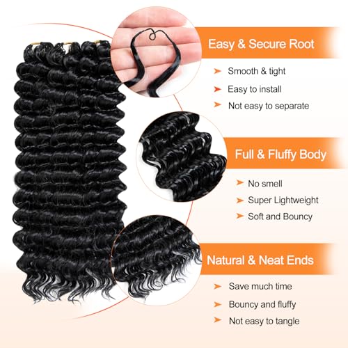 Feather Crochet Hair 18" Deep Wave 100 Strands Miracle Knots