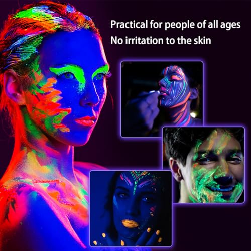Glow in the Dark Face Paint Pen Set - 10 Colors UV Black Light