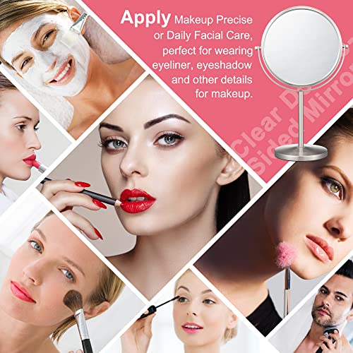 ALHAKIN 8-Inch Double-Sided Magnifying Makeup Mirror 10X/1X Standable Tabletop