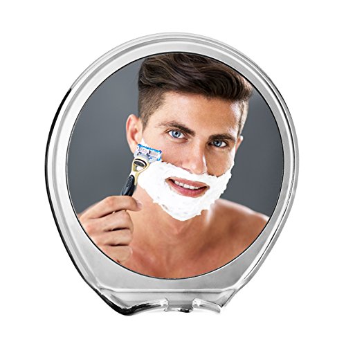 JiBen Fogless Shower Mirror with Power Locking Suction Chrome Razor Holder 360° Rotating Arm