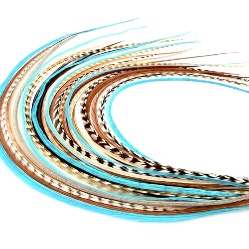 Feather Hair Extensions – 21 Real Rooster Feathers, 9"–14" Long