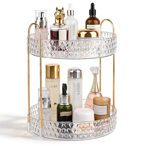 360° Rotating Makeup Organizer - 2 Tier Clear Acrylic
