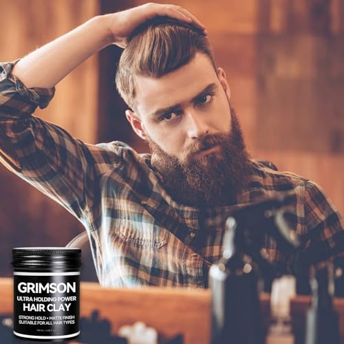 GRIMSON Hair Clay for Men - Strong Hold, Matte Finish