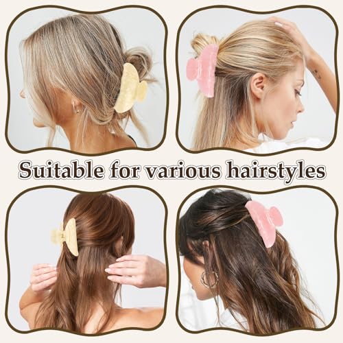 Acrylic Claw Hair Clips - 4 Pack Medium (Pink & Yellow)