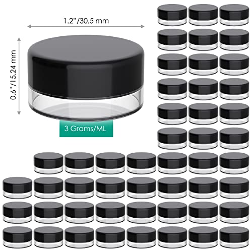 Black Lip Balm Containers 3g Sample Jars 50 Pack - Reusable Small Cosmetic Storage