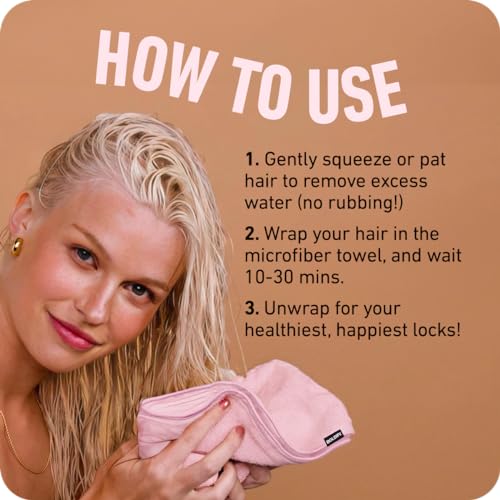 Boldify Pink Microfiber Hair Towel Wrap for Women - Quick Dry & Gentle on Curly Hair