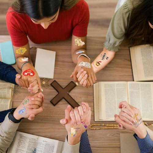 Christian Bible Verse Temporary Tattoos Stickers,20 Sheets 132 Pieces Bible Themed Tattoos Stickers Party Decoration Supplies