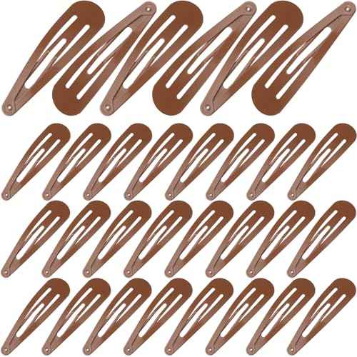 WILLBOND 30 Pieces 3.1 Inch Large Metal Snap Hair Clips Nonslip Barrettes Women Hair Accessories (Brown)