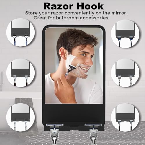 Fogless Shower Mirror for Shaving with Storage and Adjustable Angle