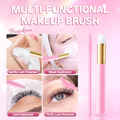 Buqikma Lash Cleaning Kit with Fan Dryer, 2PCS Lash Shampoo for Extensions Includes Rinse Bottle and Cleaning Brushes for Lashes Extension Cleaner at Salon & Home DIY Use for Valentine's Day