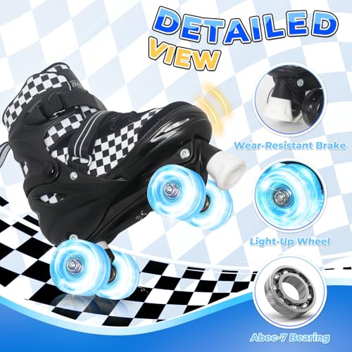 Nattork Adjustable Roller Skates for Kids & Teens - Light-Up Wheels