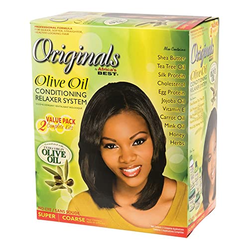 Originals By Africa's Best Olive Oil Conditioning Relaxer System 2-Pack, Helps Repair, Rebuild and Restore Your Hair's Elasticity and Softens & Shines, Designed for Coarse Hair Textures