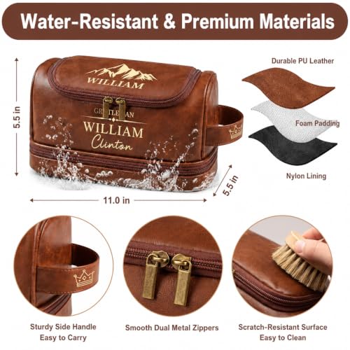 Custom Engraved Leather Dopp Kit for Men | Personalized Toiletry Bag