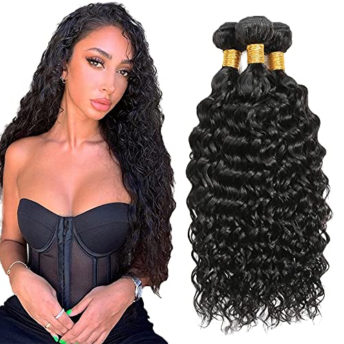 #1B Water Wave Human Hair Bundles 22-26" (3 Bundle Set)