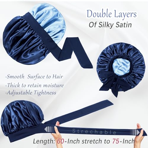 Double Layered Silk Satin Bonnet for Curly Hair