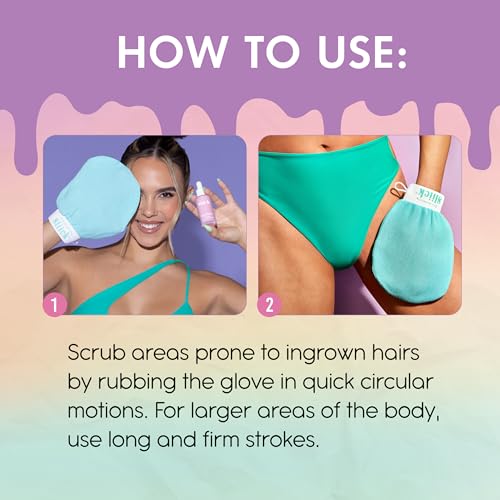 Ingrown Hair & Dark Spot Serum with Exfoliating Mitt - Post Shave Treatment for Bikini Area