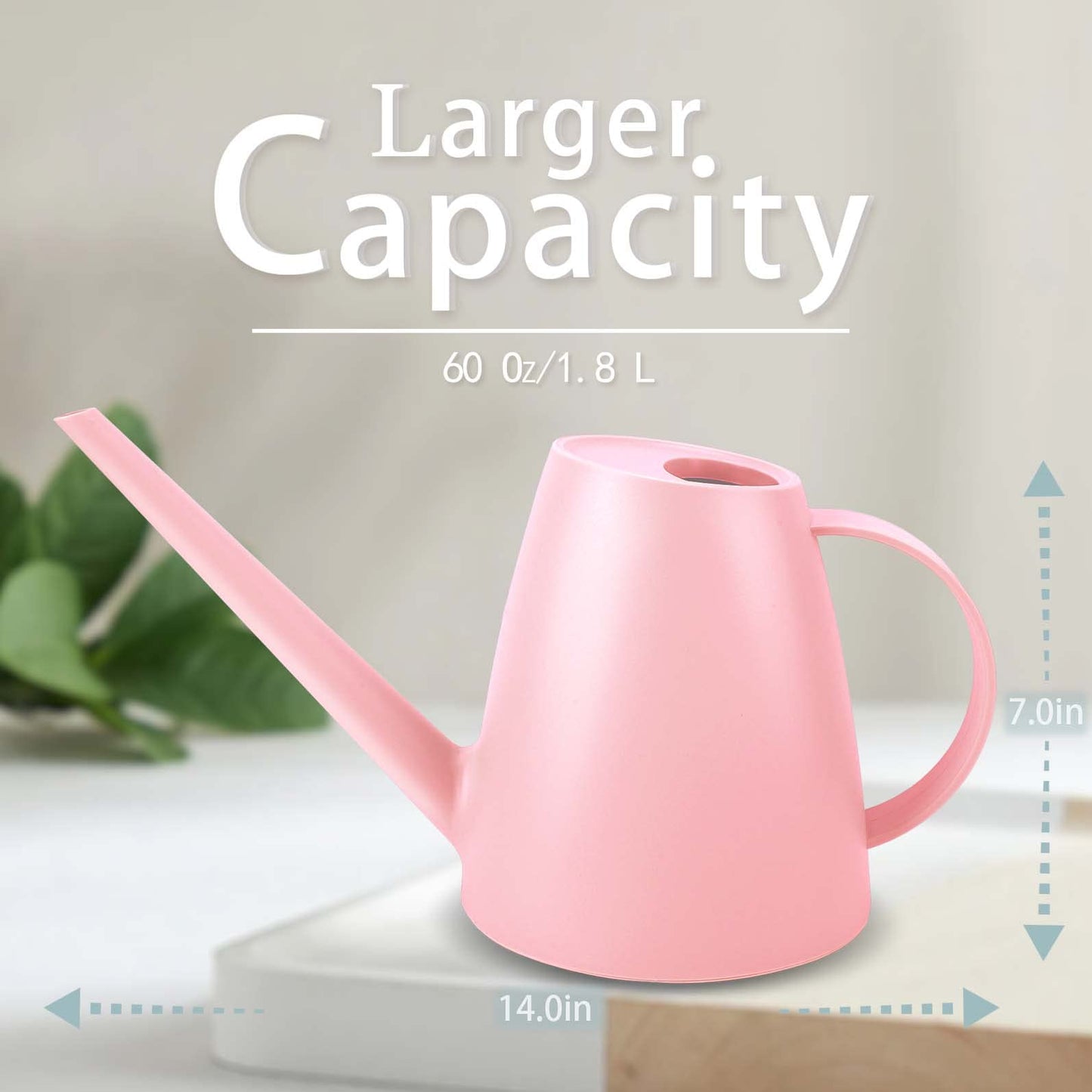 Watering Can for Indoor Plants, Small Watering Cans for House Plant Garden Flower, Long Spout Water Can for Outdoor Watering Plants 1.8L 1/2 Gallon (Pink, 1.8L)