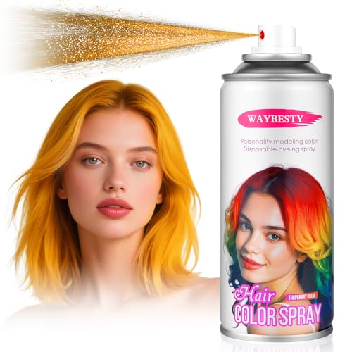 Temporary Gold Hair Spray - Washable, Non-Sticky, All Hair Types