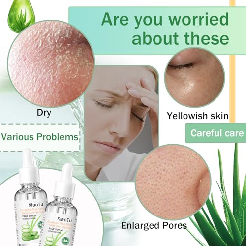 2PCS Aloe Vera Face Serum,Hydrating Facial Serum,Moisturizing Face Serum for All Skin