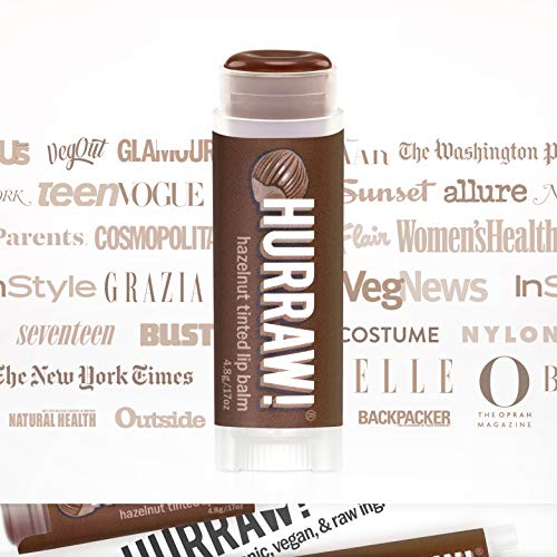 Hurraw! Hazelnut Tinted Lip Balm: (Sheer Brown Tint) Organic, Certified Vegan, Cruelty and Gluten Free. Non-GMO, 100% Natural Ingredients. Bee, Shea, Soy and Palm Free. Made in USA