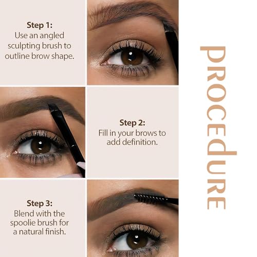 Eyebrow Powder Kit with Brush - 3 Color Brow Palette