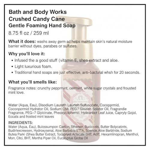 Bath and Body Works Crushed Candy Cane Gentle Foaming Hand Soap, 2-Pack 8.75 Ounce (Crushed Candy Cane)