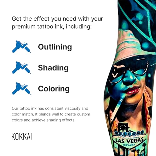 Tattoo Ink, Premium Quality, Precision Medium Viscosity, Rich Hue, Quick Healing, Acrylic-Free, Water-Based, Ready-to-Use Ink for Precision Tattooing (12 Color Pack, 0.5 oz)