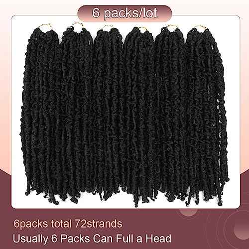 24 inch Butterfly Locs Crochet Hair Pre Looped Distressed Faux Locs Crochet Hair for Black Women 6 Packs Butterfly Soft Locs Natural Hair Extension(24inch,1B)