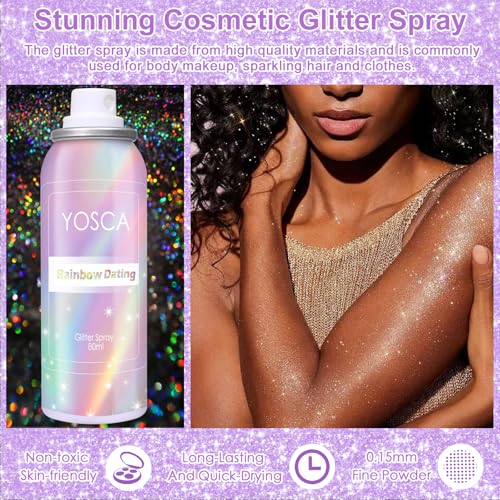 Yosca Body Glitter Spray 80ml Holographic Silver