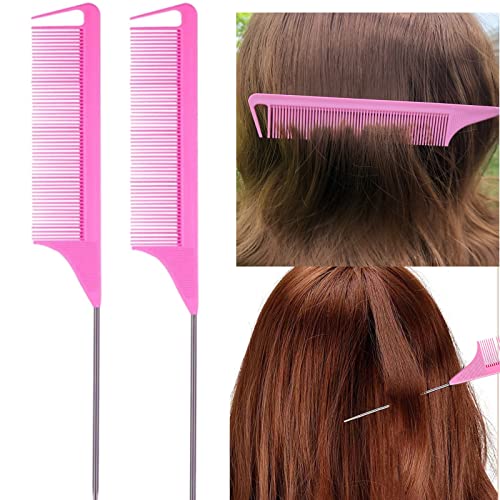 Pink Hair Styling Tools Set with Brushes & Topsy Tail Hair Tools - 8 Pieces