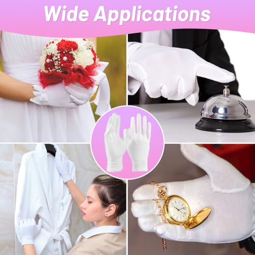 Selizo 100% White Cotton Moisturizing Gloves for Eczema & Dry Hands (12 Pairs)
