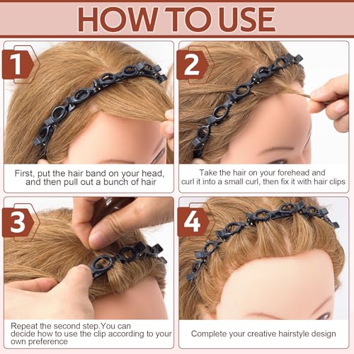 2PCS Adjustable Clip Headbands for Women Hair Styling, Braided Design, Black & Brown