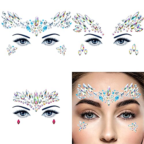 Luminous Face Gems & Glitter Kit - 6 Sheets Rhinestone Stickers
