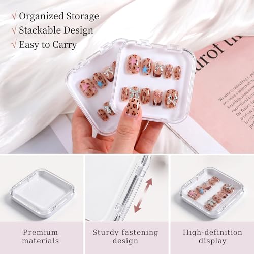 48 Press On Nail Storage Boxes with 180 Adhesive Strips