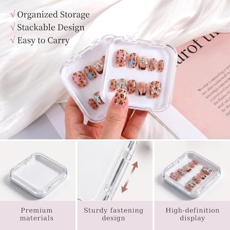 48 Press On Nail Storage Boxes with 180 Adhesive Strips