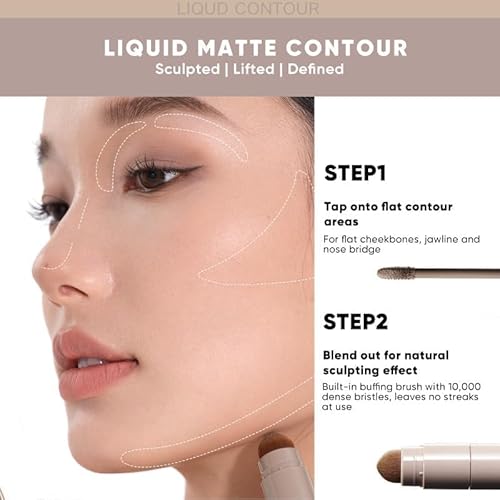 JUDYDOLL Cool Toned Contour, Cool Toned Contour Stick for Fair Skin, Smooth Liquid Contour & Highlighter With Dual Brush, Anti-Smudge & Brightening, Long-Lasting, Makeup Contour (01 Cool Gray Brown)