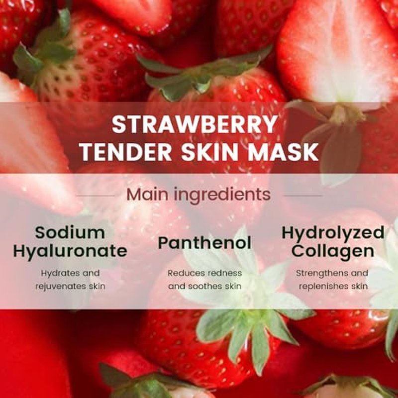 8 Pack Strawberry Face Mask,Pink Face Masks Skincare Spa Day Kit Supplies,Spa Party Favors for Women,Sheet Facial Mask Skincare Gifts Set,Moisturize Soothe for All Skin Types