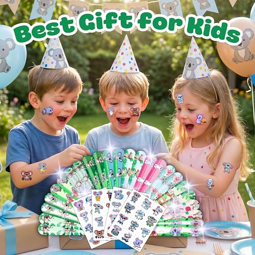 Koala Party Favors Set - 72 PC Bundle with Tattoos & Bracelets