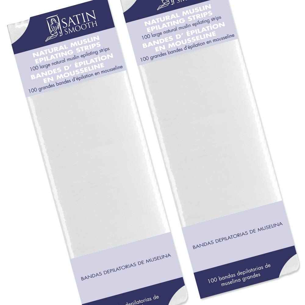 Satin Smooth Large Muslin Epilating Strips for Hair Removal, 100 ct x 2 packs