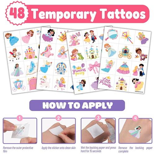 Princess Party Favors Set - 72 Pieces with Punch Balloons & Tattoos