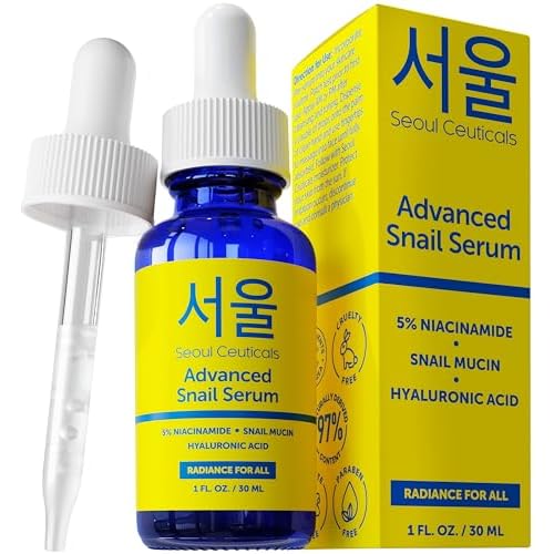 SeoulCeuticals Korean 5% Niacinamide + Snail Mucin 97.5% Essence Serum + Hyaluronic Acid, Cruelty Free Korean Skin Care, Natural & Organic Anti Aging Face Serum for Dull Skin, K Beauty 1oz