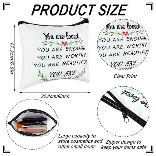 Pinkunn 10 Pcs Inspirational Cosmetic Bag for Girls CNA Week Gifts Bulk You Are Loved You Are Enough Case Cosmetic Bag Positive Toiletry Bag Gift for Women Sister(You Are Loved)