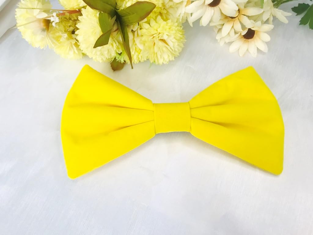 Big Oversize Velvet Bowknot Bows Hair Clips Headband: H47 (Yellow-CL)