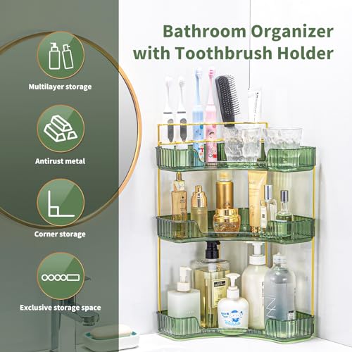 Corner Makeup Organizer 3-Tier Acrylic Bathroom Storage