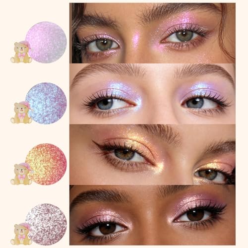 Noerrors Holographic Glitter Eyeshadow Palette - 4 Shades