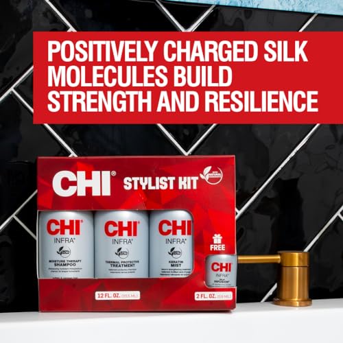 CHI Infra Hair Strengthening Kit, 4-Piece Set, Shampoo, Treatment, Keratin Mist & Silk Infusion