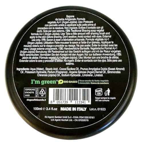 The Goodfellas¡¯ Smile SOLO (Sandalwood & Mandarin Orange) Italian Shaving Soap ? Semi-Soft Lathering Soap for Wet Shaving, Traditional Grooming & Use with a Shaving Brush